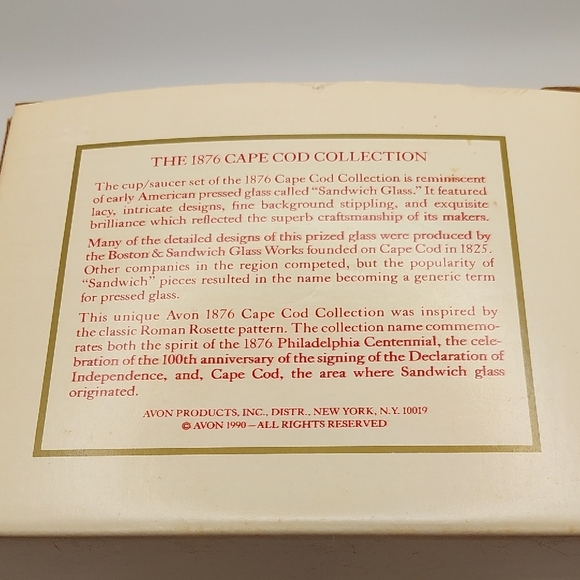 Avon Cape Cod Red Glass Cup & Saucer Set Collection NOS NEW 1990's Original box - Picture 12 of 16